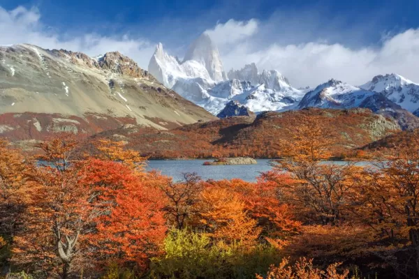 Brilliant autumn colors in the dramatic Patagonian landscape