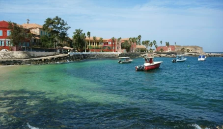 Turquoise waters along the shore near Dakar, Senegal