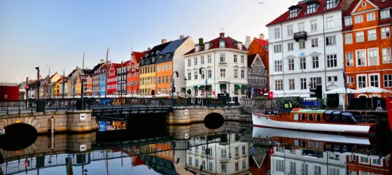 Soft light glows over the canals of Copenhagen