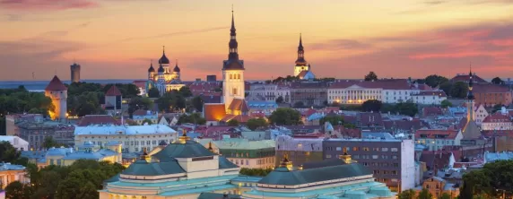 Colorful sunset over Tallinn, Estonia