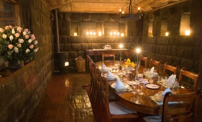 Enjoy a traditional Andean feast in the luxurious dining room