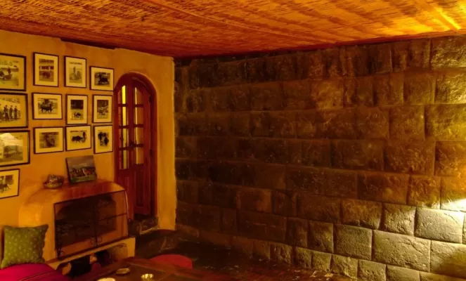 Traditional Inca fireplace and wall