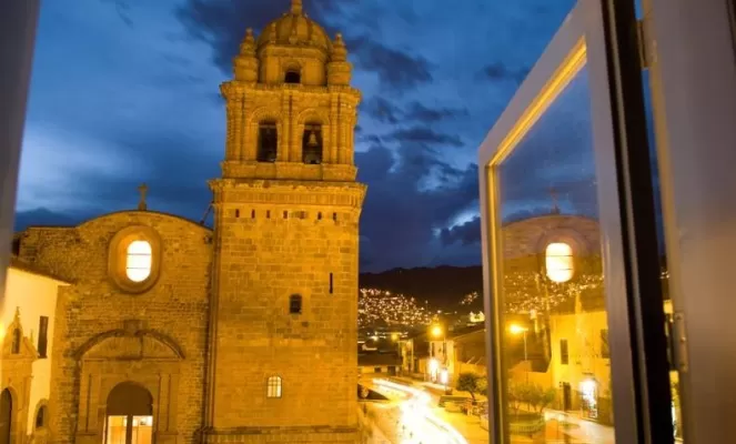 The bright lights of a Cusco night