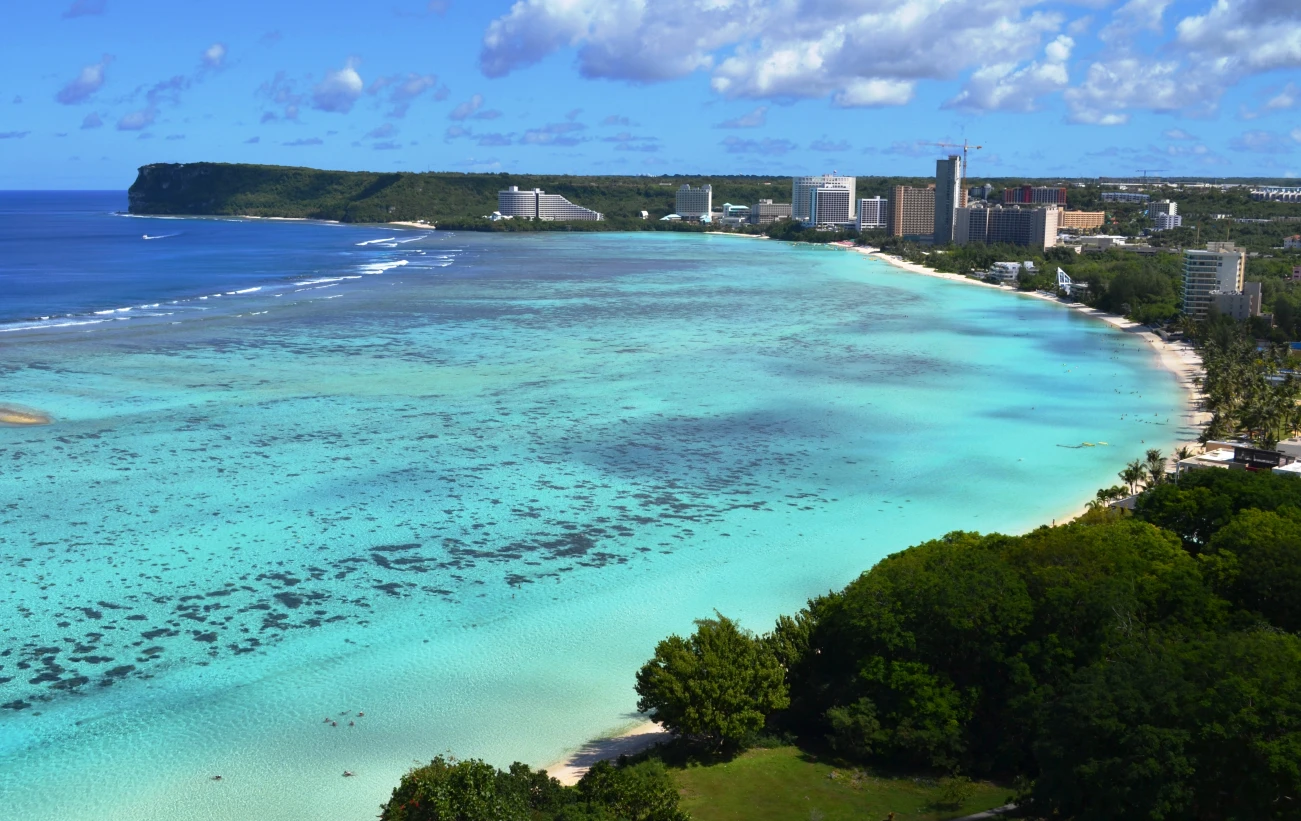 Brilliant blue water in Guam's Tumon bay