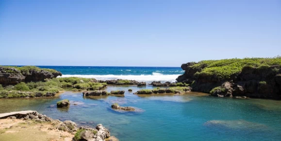 Blue water in Inarajan natural pools in Guam