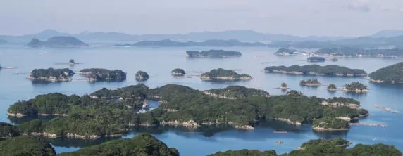 The numerous Kujuku islands near Nagasaki