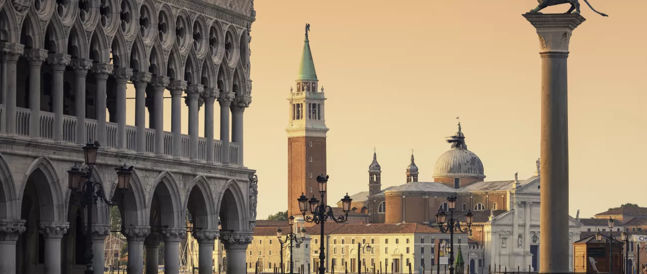 Golden hour in Venice's famed Piazza San Marco
