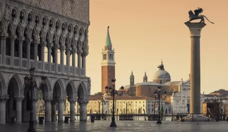 Golden hour in Venice's famed Piazza San Marco