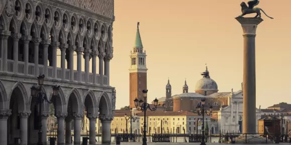 Golden hour in Venice's famed Piazza San Marco
