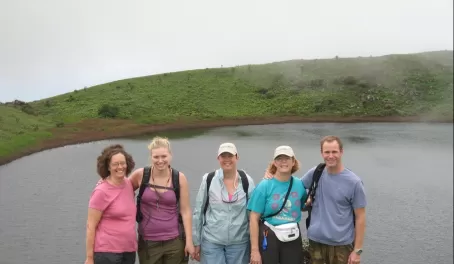 Travel group hiking around San Cristobal in the Galapagos