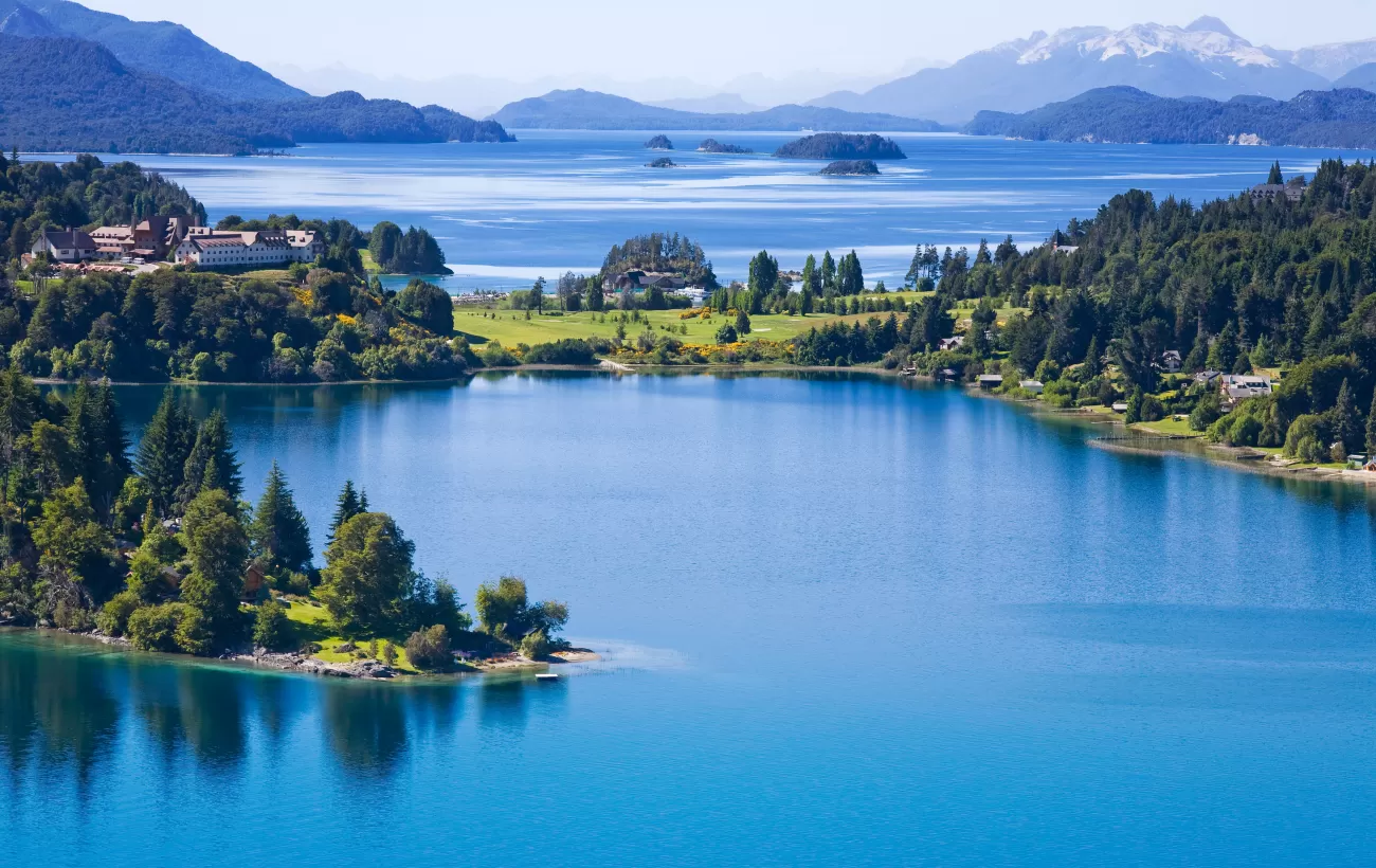 Brilliant blue water of Argentine lakes