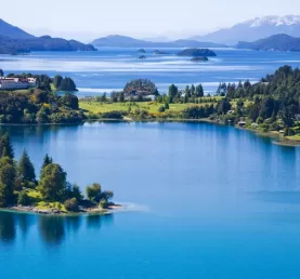 Brilliant blue water of Argentine lakes