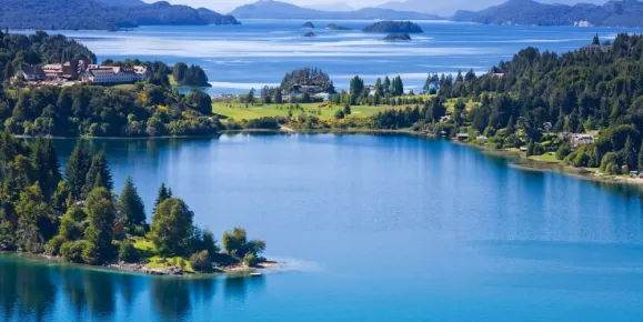 Brilliant blue water of Argentine lakes