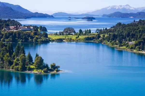 Brilliant blue water of Argentine lakes