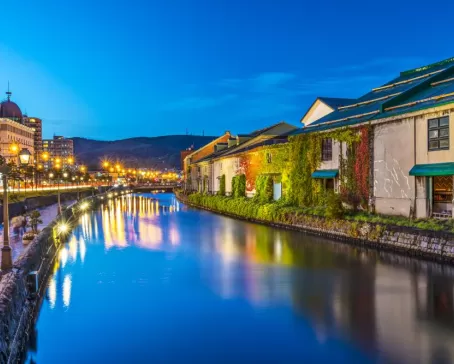 Evening lights over the Otaru canals