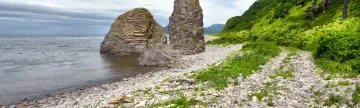 Explore rocky beaches of the Russian Far East
