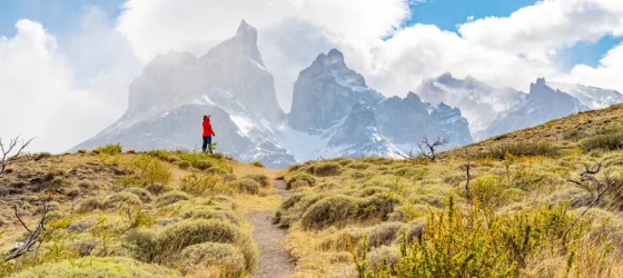 Trekking in Patagonia in view of the iconic horns