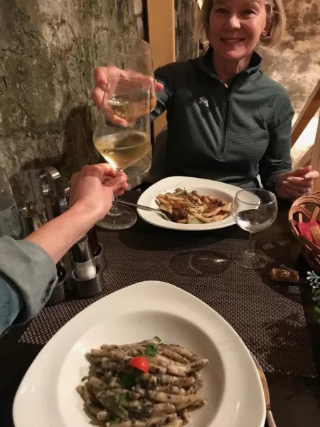 Cheers over my favorite meal of the trip - homemade, hand-rolled makaruni. A Korcula speciality