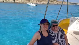Boat ride out to film set for Count of Monte Cristo, Gozo, Malta