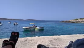 View from our beach chairs in Gozo