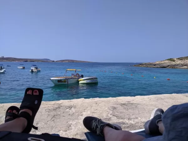 View from our beach chairs in Gozo