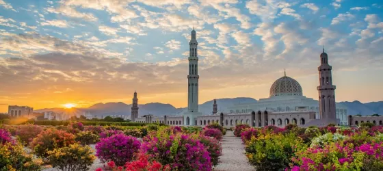 Golden hour over the Grand Mosque of Muscat, Oman