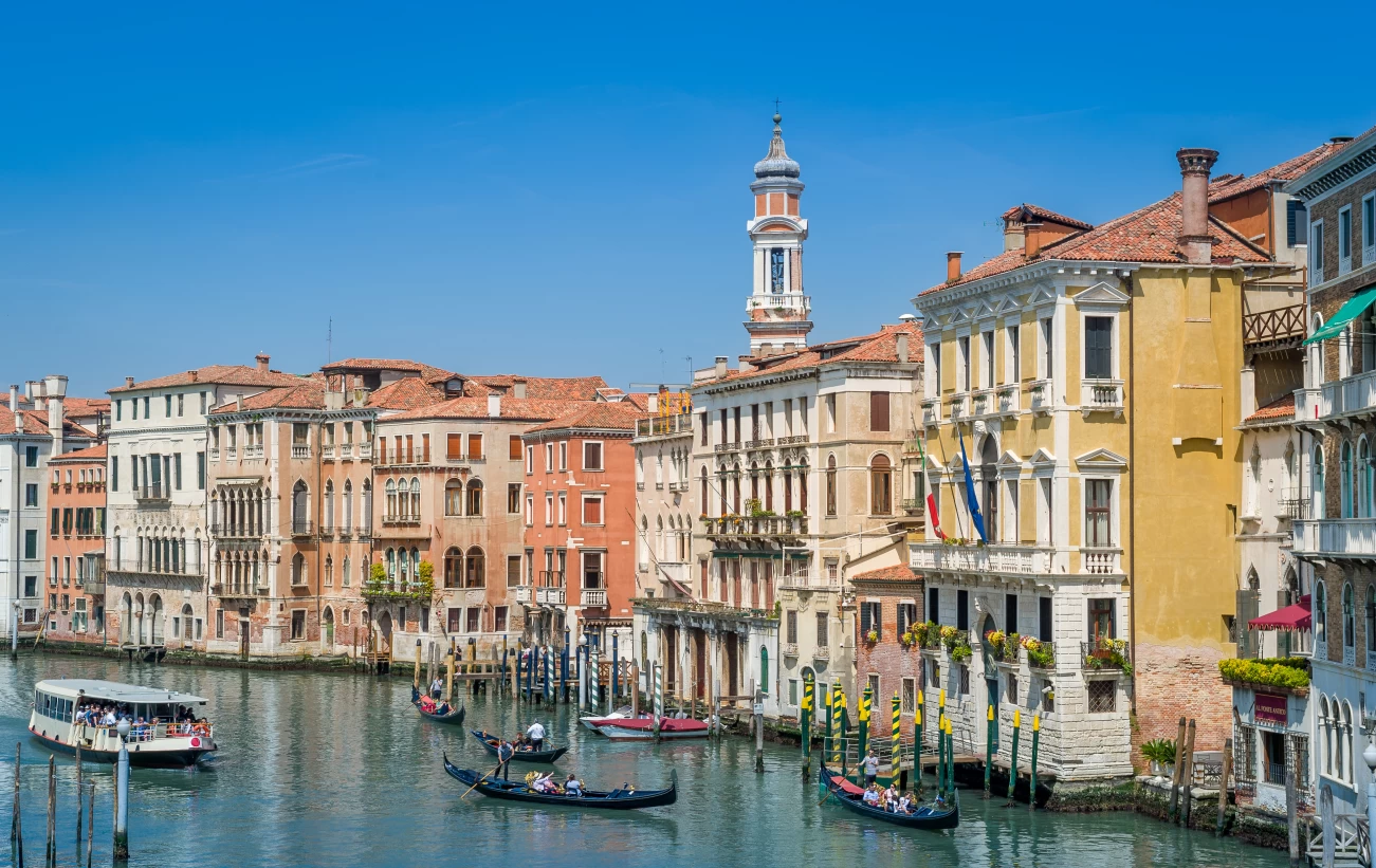 Colorful buildings line Venice's canals