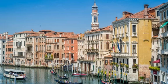 Colorful buildings line Venice's canals