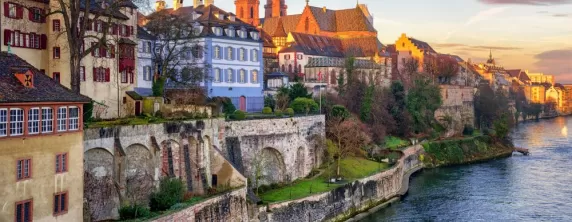 Romantic evening light over Basel