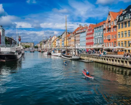Paddlers in the Nyhavn district of Copenhagen