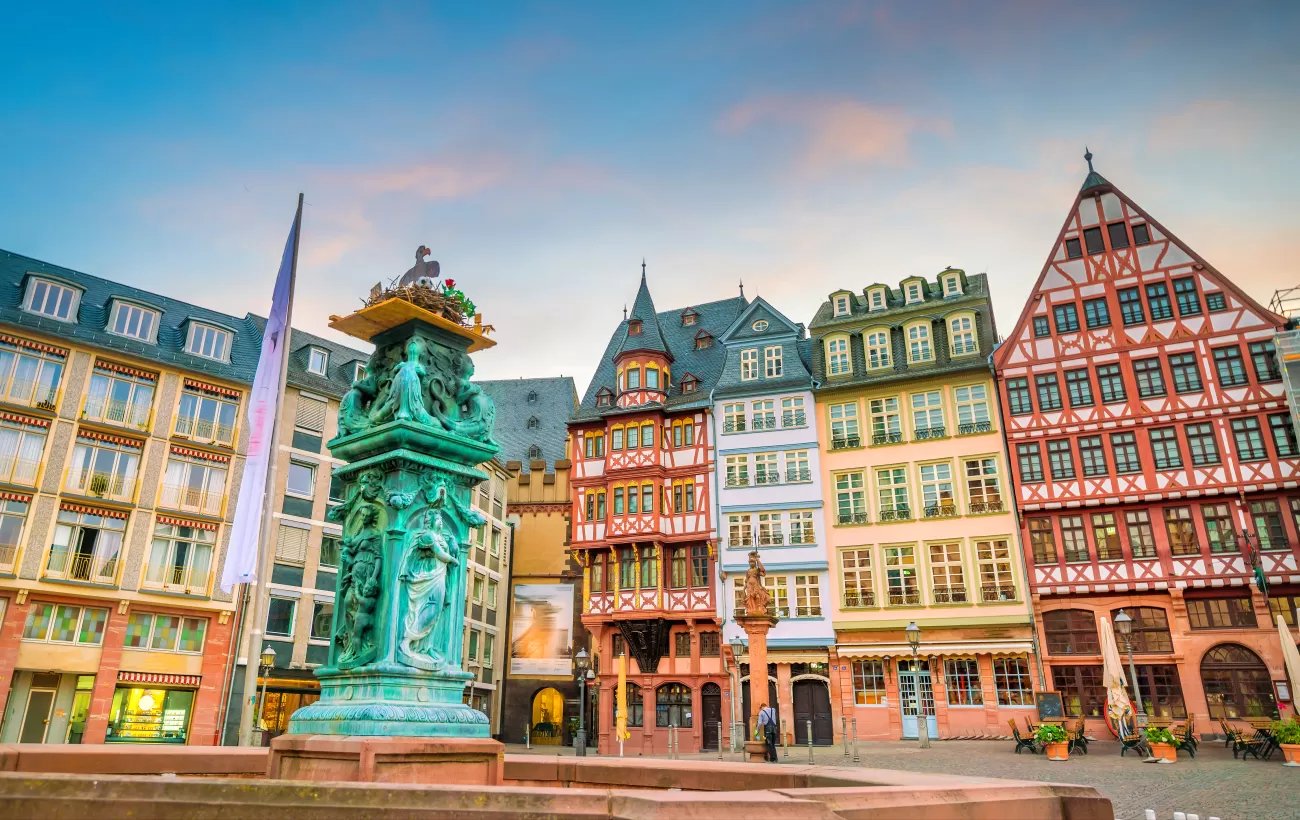 Admire the colorful buildings of historic Frankfurt