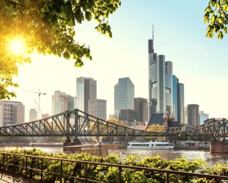 Stop in Frankfurt, a major financial hub in Germany