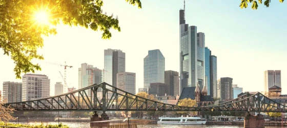 Stop in Frankfurt, a major financial hub in Germany