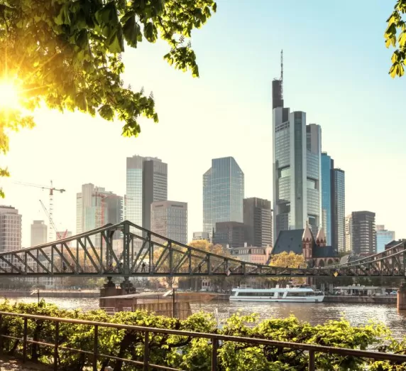 Stop in Frankfurt, a major financial hub in Germany