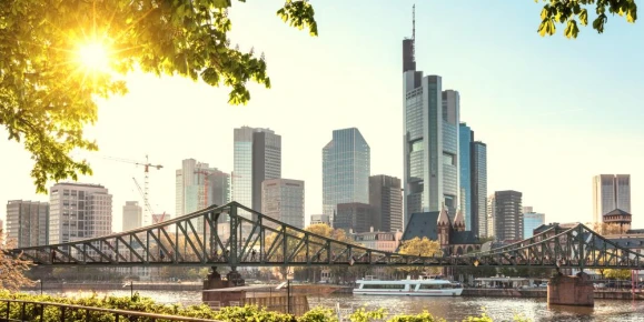 Stop in Frankfurt, a major financial hub in Germany