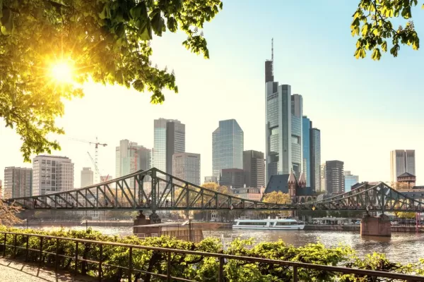 Stop in Frankfurt, a major financial hub in Germany
