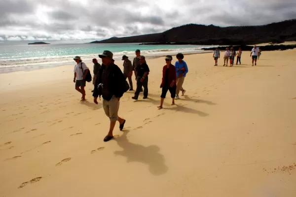 Walking on a beach excursion in the Galapagos