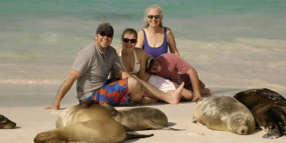 Getting close to sea lions in the Galapagos