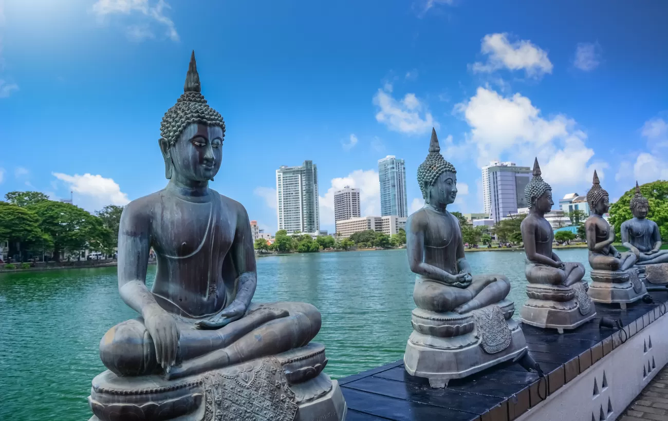 Buddha figures line the Seema Malaka temple in Colombo