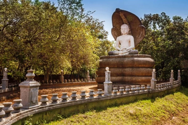 A Buddha statue overlooks the beautiful Sigiriya complex
