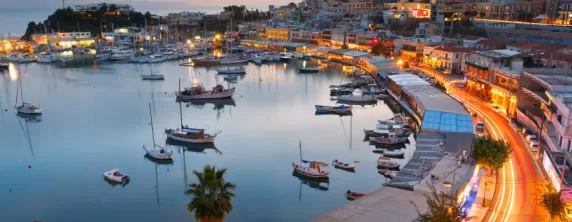 Sunset over Athens' port