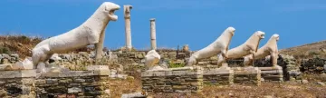 Admire the incredible Terrace of the Lions on Delos