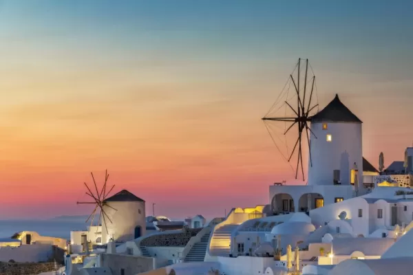 A stunning sunset over Santorini