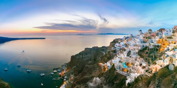 Enjoy stunning views from the island of Santorini