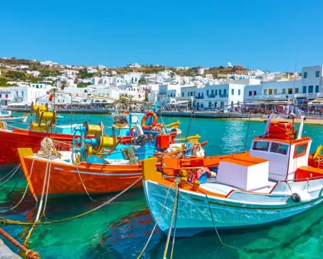 Colorful local boats in Greece