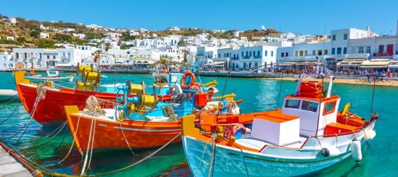 Colorful local boats in Greece