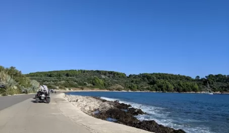 Driving buggies along the coast of Korčula