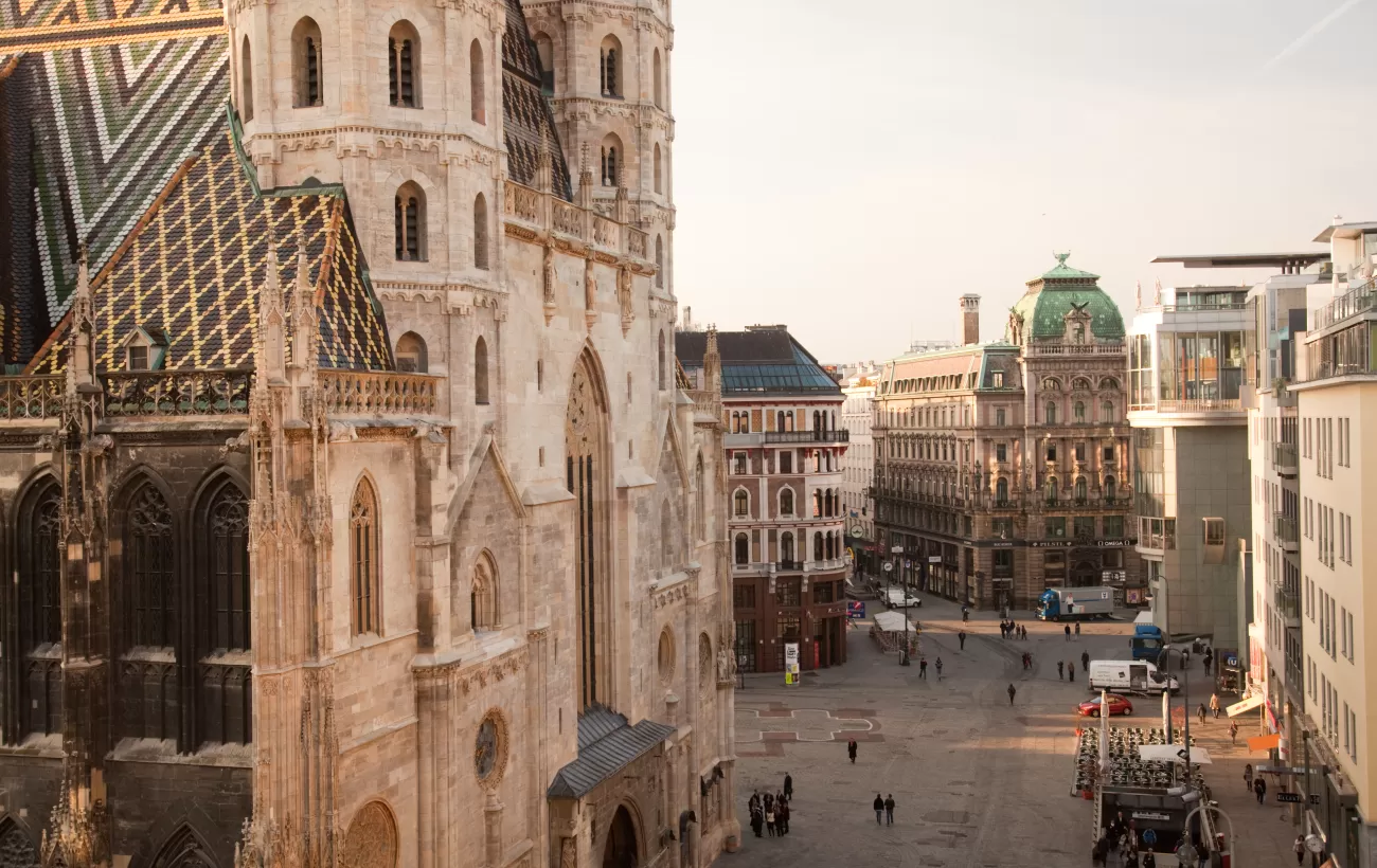 A quiet morning view of Stephansplatz and Stephansdom in Vienna