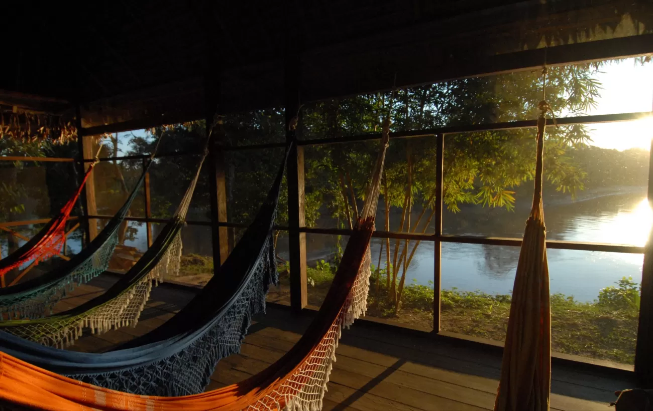 Overlook the river in a comfortable hammock