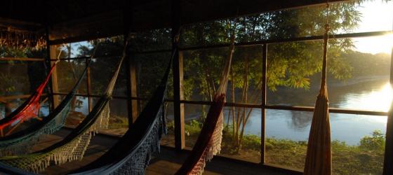Overlook the river in a comfortable hammock